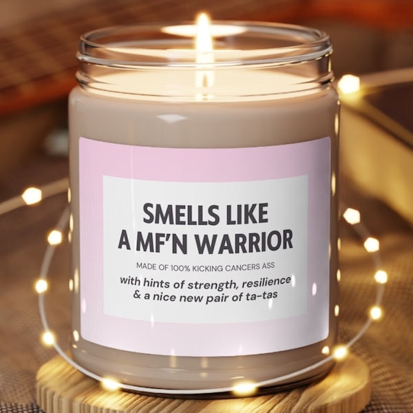Mastectomy Gifts, Breast Cancer Survivor Candle, Gift for Friend Battling Cancer, Smells Like Custom Candle Label, Funny Breast Cancer Gift