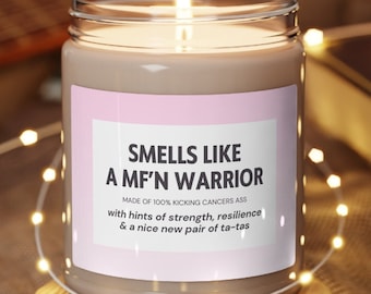 Mastectomy Gifts, Breast Cancer Survivor Candle, Gift for Friend Battling Cancer, Smells Like Custom Candle Label, Funny Breast Cancer Gift