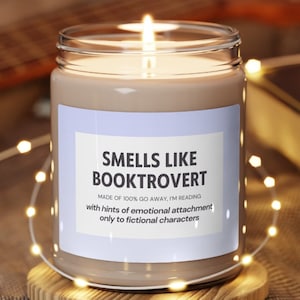 Bookish Candle Gift, Book Merch, Reader Gift For Booknook, Reading Aesthetic, Funny Introvert Present, Custom Personalized Candle Label