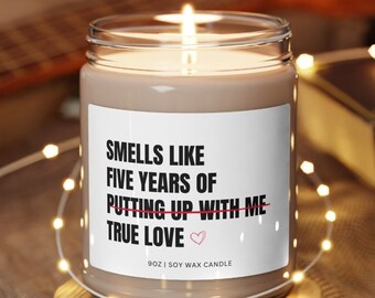 5th Anniversary Gift, Anniversary Candle, 5 Year Wedding Anniversary, Anniversary Gifts for Wife Funny, 5th Anniversary Present Husband