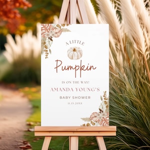 Printed Pumpkin Baby Shower Welcome Sign, Little Pumpkin On The Way Baby Shower, Fall Baby Shower, Autumn Harvest Baby