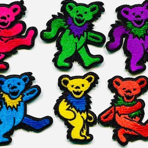 グレイトフル・デッド ダンシング・ベアーズ パッチ アイロン接着可能 カラーベア スティリーロゴ スカル 刺繍 ミュージック グレートフル・トレイン
