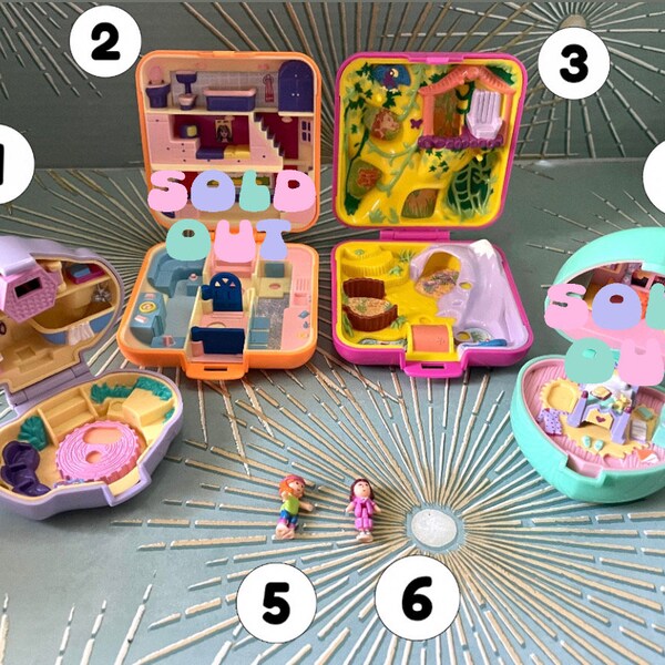 Your Choice: Vintage 1980s - 1990s Polly Pocket Cases & Dolls ~ Dog Show ~ Townhouse ~ Wild Zoo ~ Bedtime Heart by Bluebird Toys / Mattel