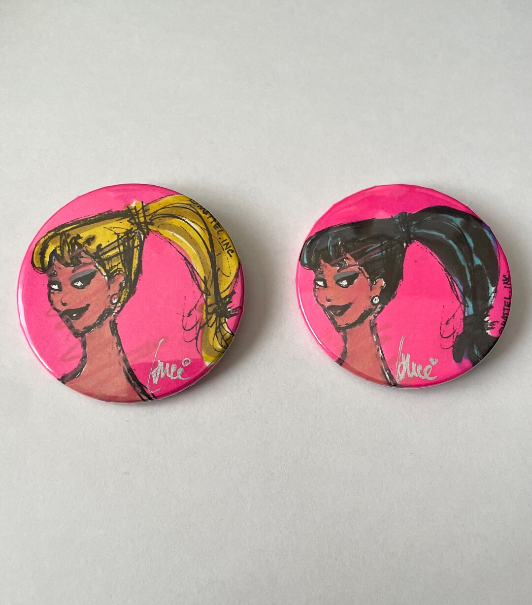 Vintage Barbie Convention Button Pin: Hot Pink Fashion Sketch - Etsy