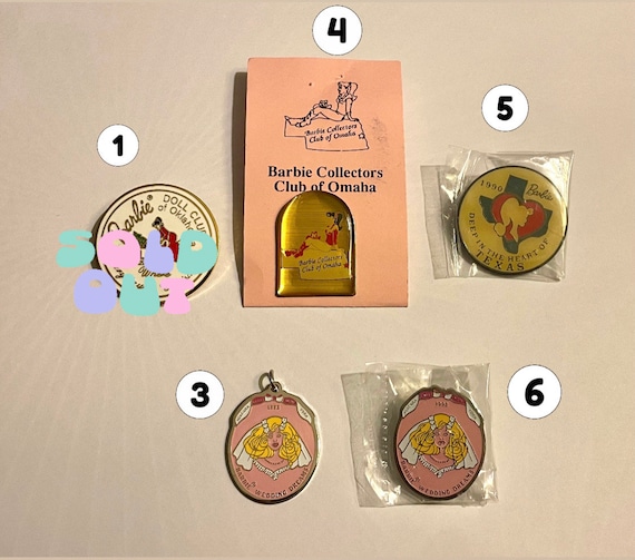 Your Choice: Vintage Barbie Early 1990s Convention Collectible Button Pins & Charm / Pendant (Various Years)