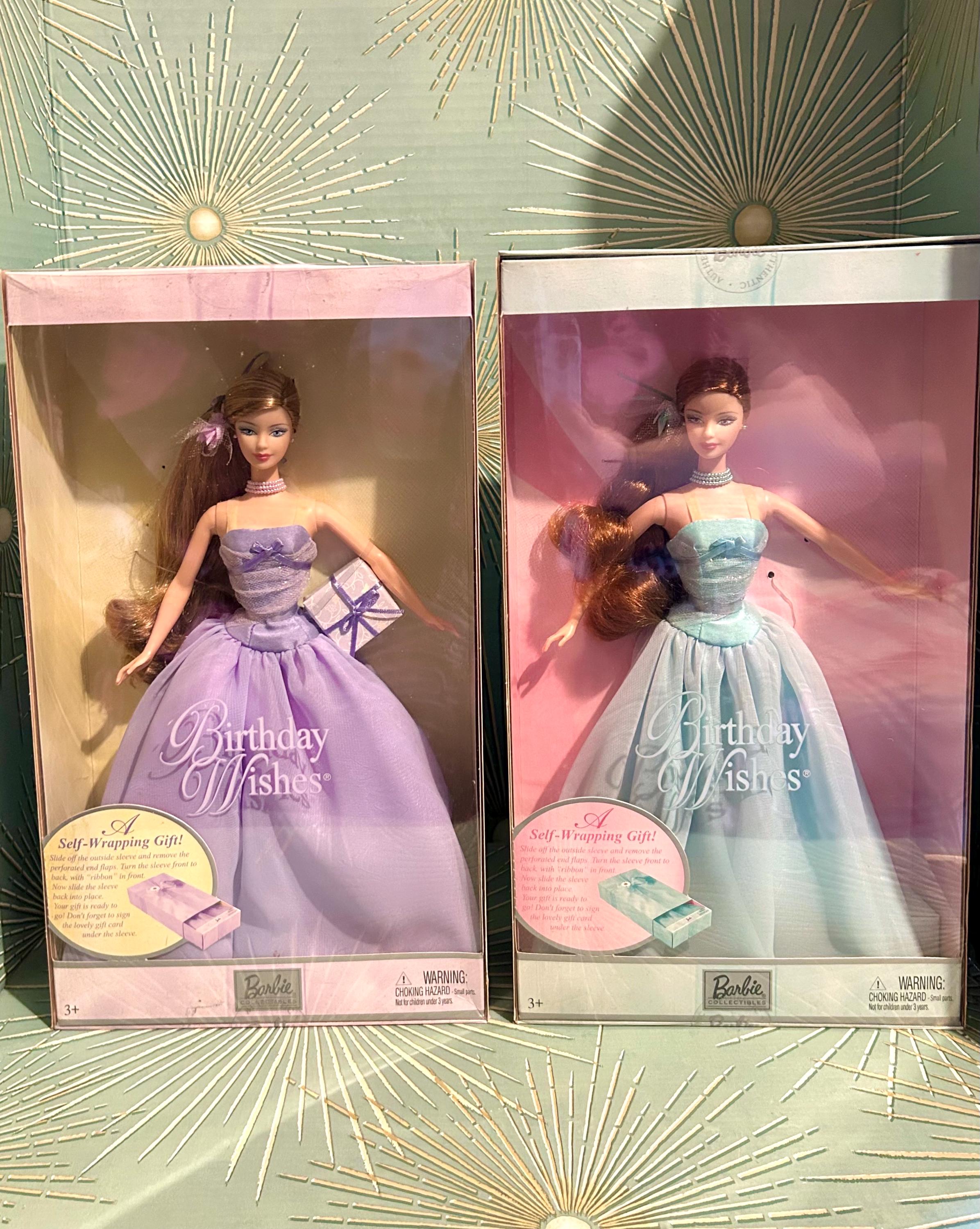 birthday wishes black barbie blue dress 2000s 2000 Toy Sisters This years Barbie also holds a pretty gift bag in honour of your special day Birthday Wishes Barbie Doll -