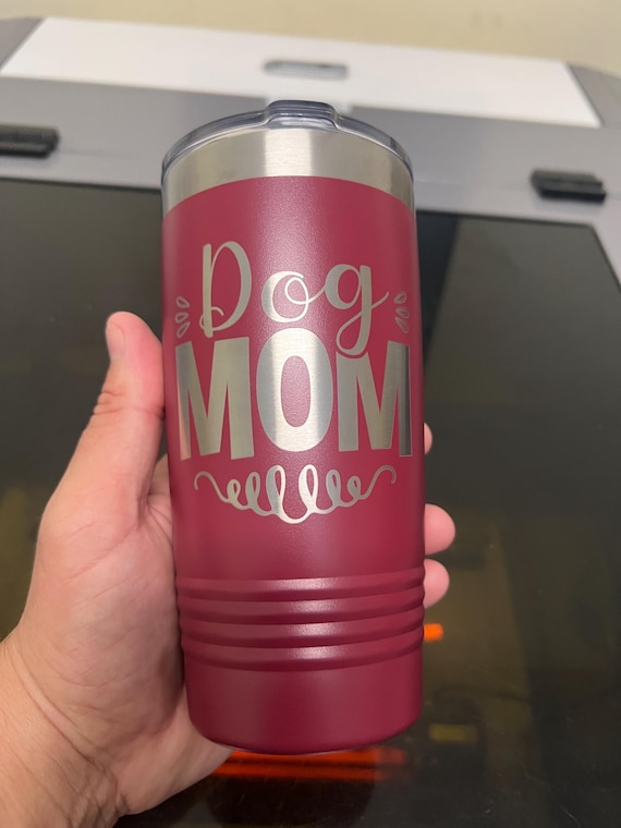 Personalized 20oz Tumbler: Laser Engraved, Powder Coated, Dog Mom Gift