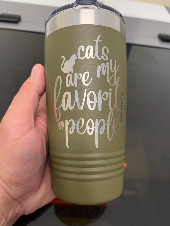 Personalized 20oz Tumbler: Laser Engraved Cat Lover Cup