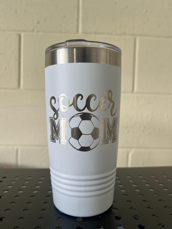 Personalized Soccer Mom Tumbler: Laser Engraved 20oz Insulated Cup