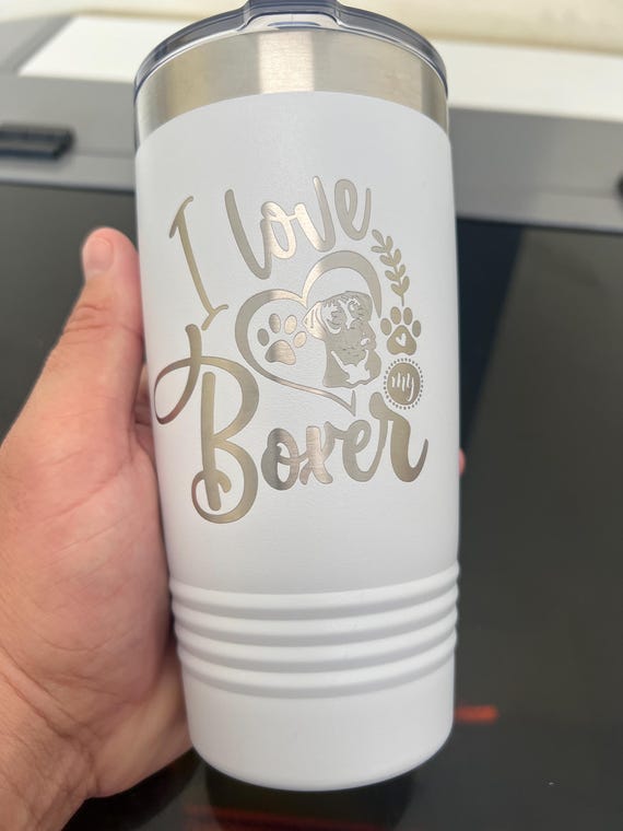 Personalized Boxer Dog Tumbler: Laser Engraved 20oz Insulated Cup