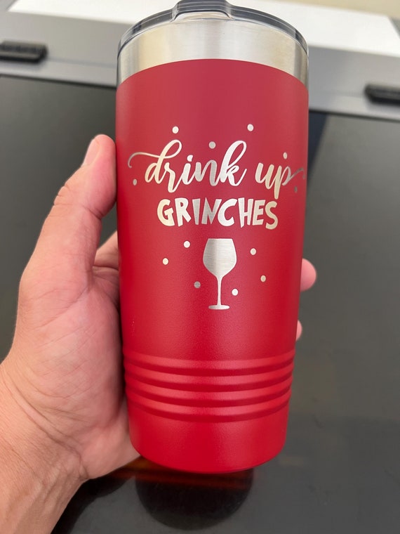 Personalized Grinch Tumbler: Laser Engraved 20oz Powder Coated Cup