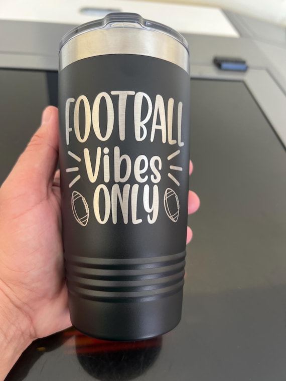 Personalized Football Tumbler: Laser Engraved 20oz Powder Coated Cup