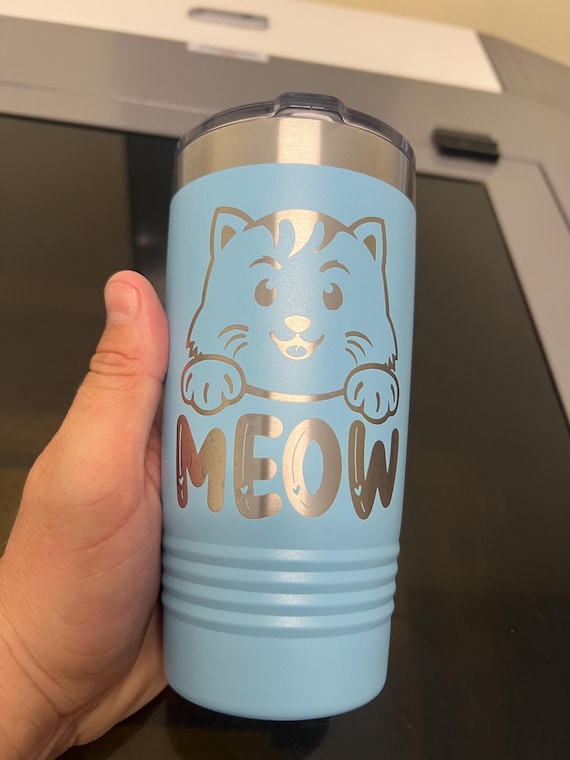 Personalized Cat Tumbler: Laser Engraved 20oz Insulated Cup