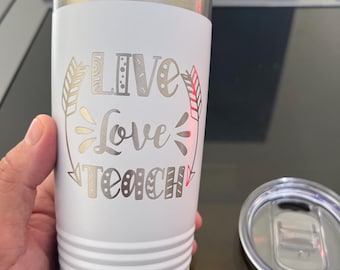 Personalized Teacher Tumbler: Laser Engraved 20oz Insulated Cup