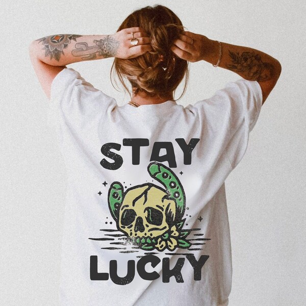 Stay Lucky Shirt Comfort Colors® Vintage Tattoo Style Horse Shoe Retro Western Shirt Oversized T Shirt Country Music Wild West Cowgirl Shirt