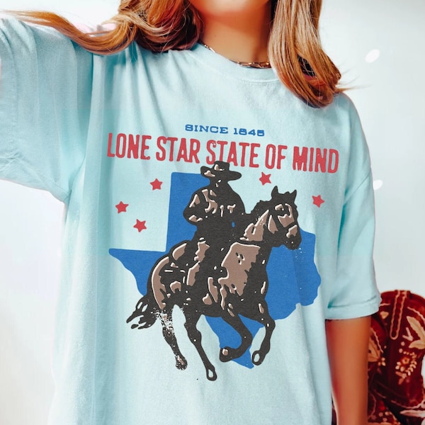 Texas Shirt UNISEX Comfort Colors® Retro Western Country Boho Hippie Clothes Lone Star Cowgirl Oversized Dress Wild West USA Cowgirl Era Tee