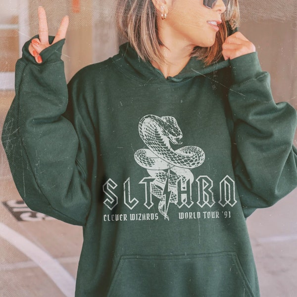 Green House Vintage Band Hoodie Malfoy Hoodie Potter Sweatshirt Dark Arts Shirt Green House Shirt Bookish Merch Oversized Womens Hoodie