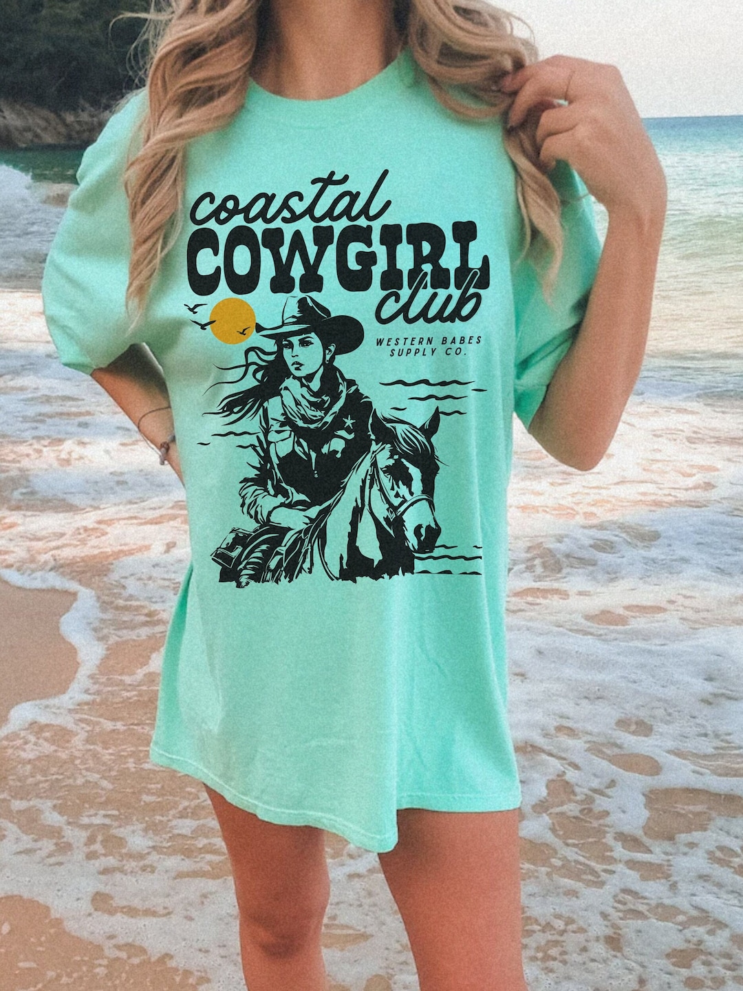 Coastal Cowgirl Club T Comfort Colors® Retro Western Country Music Boho ...