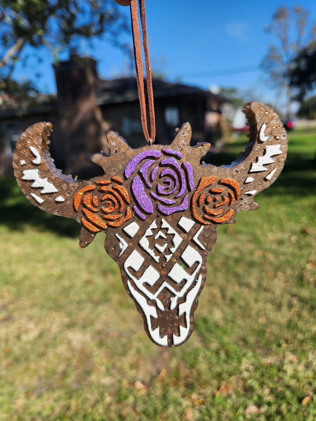 Aztec Bull Car Freshie, Western Car Accessories for Women, Glitter Car ...