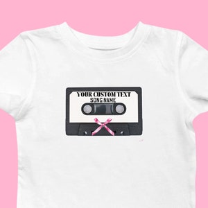 Custom Coquette Casette Tape Baby Tee, Enter Artist and Song Name Casette Graphic Shirt, Lana Del Rey Aesthetic, Pink Girly Christmas Gifts