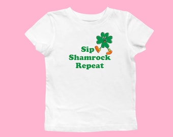 St Patricks Day Crop Top Outfit for Luck of the Irish, Sip Shamrock Repeat St Paddy Celebration Clothing in Style for Women Funny