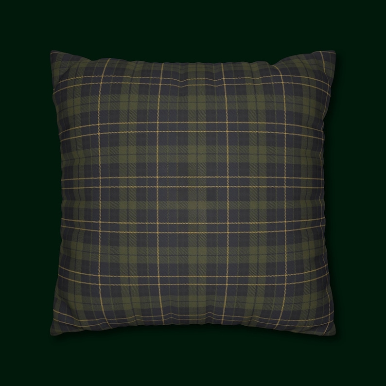 Personalized Initials Green Tartan Pillow Case, Monogram Cushion Cover Heritage Home Decor image 4