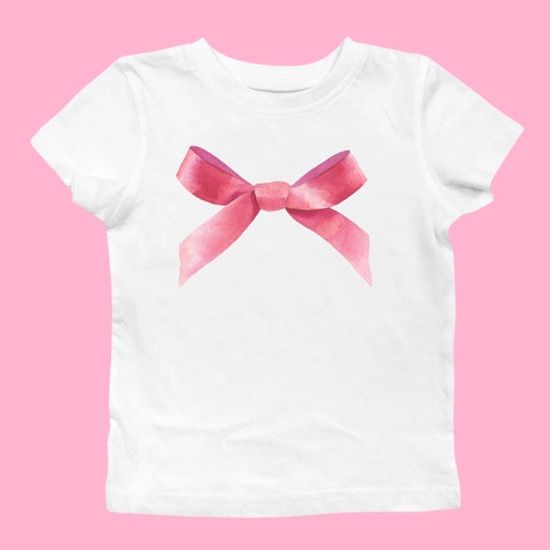Coquette Soft Pink Bow Baby Tee, Pinterest Girlcore Aesthetic, Balletcore Style 00s Inspired Clothing, Retro Coquette Bow 80s Tshirt for Her
