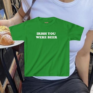 St Patricks Day Baby Tee Funny I wish Irish Beer Graphic Tee Green St paddy t-shirt, Irish Celebration Outfit for St Patty Baby Tee Shirt