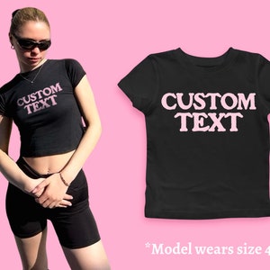 Custom Txt Baby Tee Retro Y2K Personalized Shirt, Your Words Custom Shirt Gift for Friend Back To School Tshirt Concert Outfit Ideas