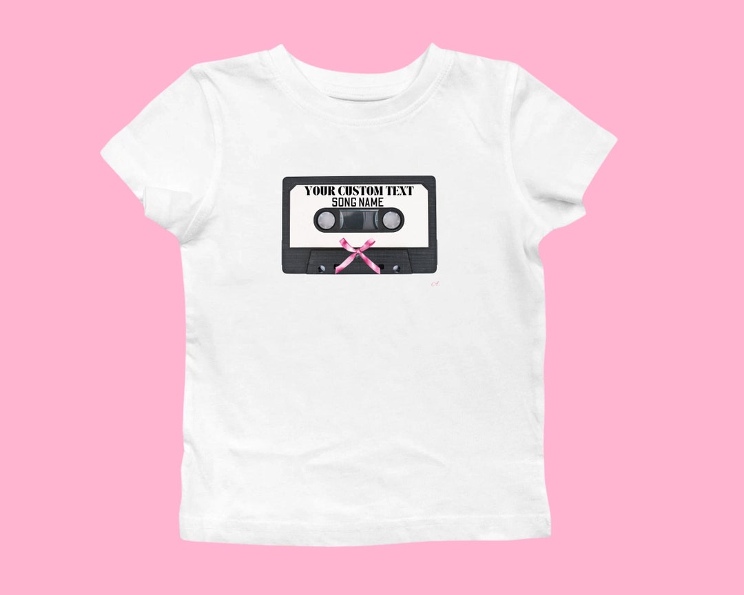 Custom Coquette Casette Tape Baby Tee, Enter Artist and Song Name Casette Graphic Shirt, Lana Del Rey Aesthetic, Pink Girly Christmas Gifts