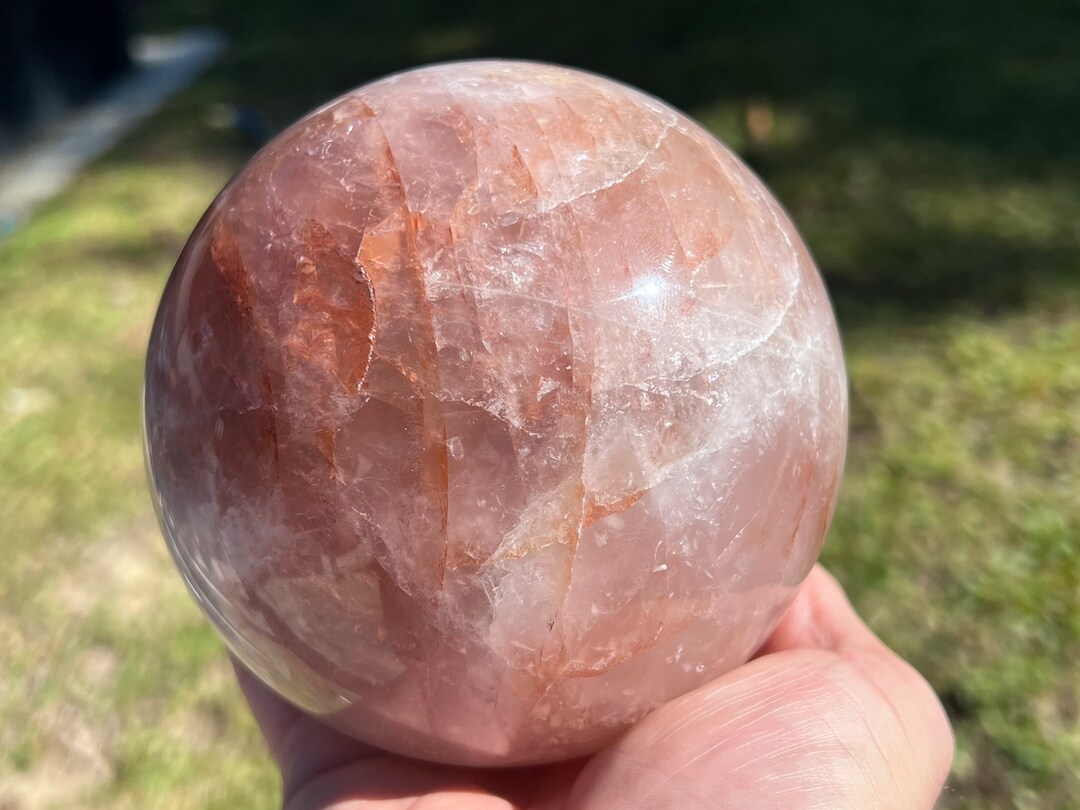 Red Pink and White Quartz Sphere 5lb Over 4 in Diameter Etsy