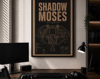 Shadow Moses Poster, Metal Gear Solid Map Print, Minimalist Gaming Wall Art, Blueprint Decor, Digital Download Gift