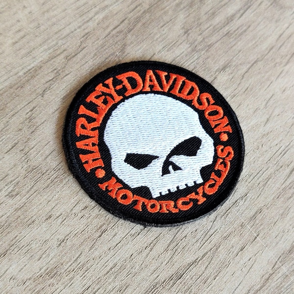 Patch HARLEY DAVIDSON SKULL écusson 6.5 cm diamètre thermocollant - skull - motorcycles - patch sur vêtements - Iron on Patches - biker