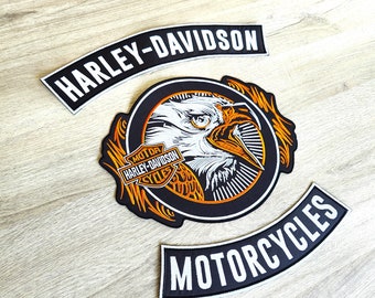 PACK Patch dorsal Harley Davidson motorcycles Aigle XXL écusson thermocollant - biker - moto - Iron on Patches