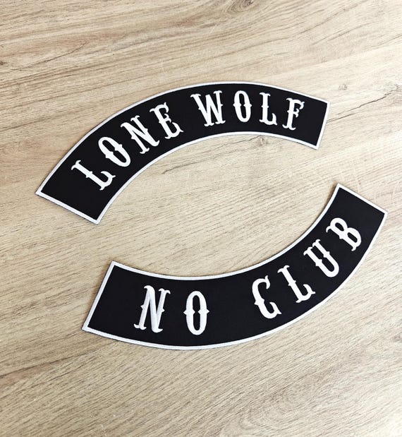 Patch dorsal LONE WOLF / NO Club motorcycles 34 cm x 6.7 cm écusson thermocollant - biker - moto motorcycles - Iron on Patches
