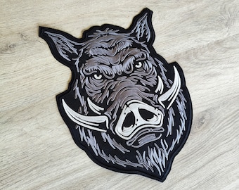 Patch dorsal cochon HOG Howners group motorcycles XXL 21.9 cm x 28.6cm  écusson thermocollant - biker - moto motorcycles harley