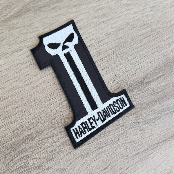 Patch HARLEY DAVIDSON écusson skull one USA 7.1cmx10.2cm / 2.75 inch x 3.94 inch -thermocollant-moto motorcycles-vêtements-Iron on Patches