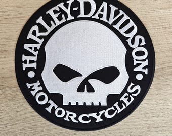 XXL Skull HARLEY DAVIDSON patch 20.5cm diameter - iron-on - motorcycles - Iron on Patches - bar and shield