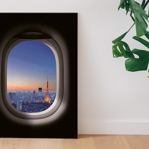 Tokyo l Affiche avec vue sur la fenêtre de l&#39;avion de Tokyo