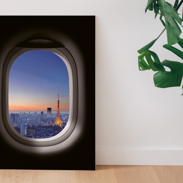 Tokio l Poster mit Flugzeugfensterblick auf Tokio