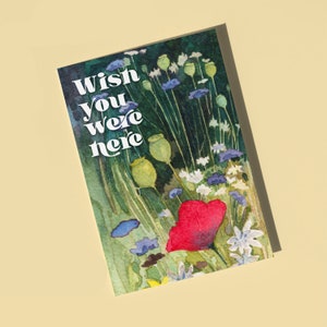 Grußkarte | Ich wünschte, du wärest hier Aquarell Garten Blumen | jede Anlasskarte
