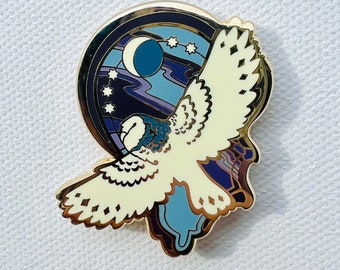 Barn Owl hard enamel pin in gold