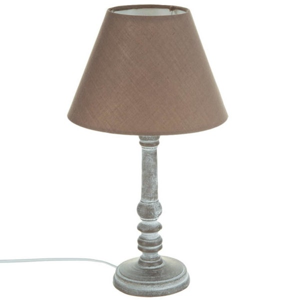 Lampe 'Leo' gris taupe bois