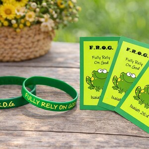 F.R.O.G. Silicone Wristbands with Prayer Cards, 10 Christian Gift Sets