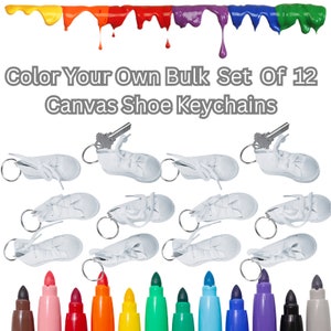 DIY Canvas Sneaker Keychains: Kids&#39; Craft Project, Party Favors - Set of 24