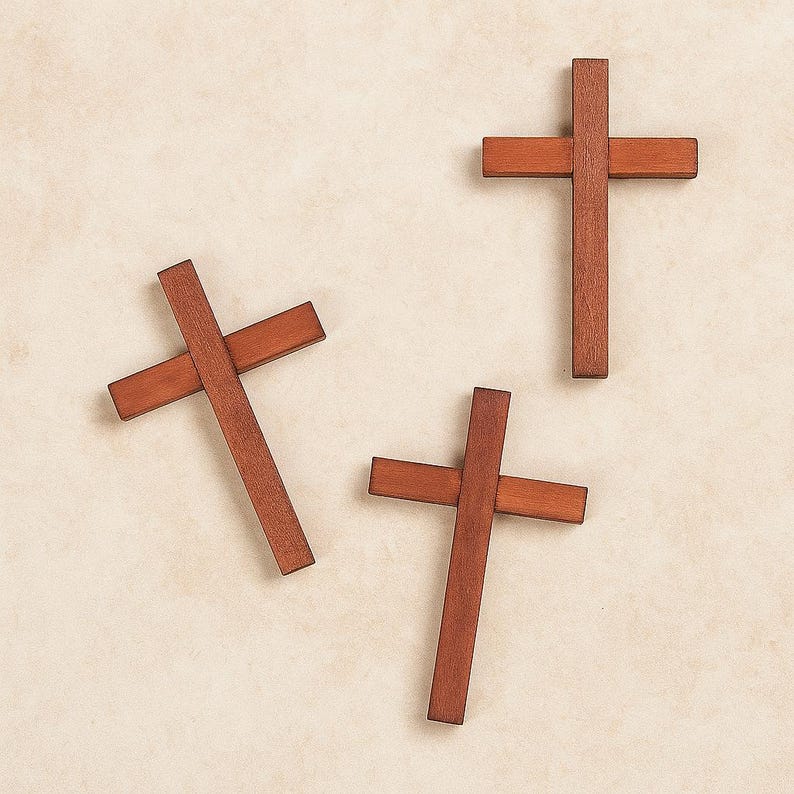 Mini Wooden Crosses Bulk: 3" Natural Wood Christian Favors (24-piece ...