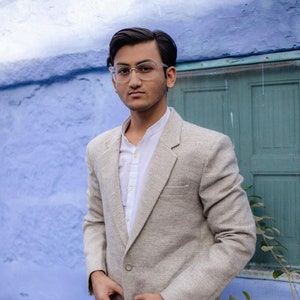 Men&#39;s Long Blazer Jacket, Off White  Wool Blazer, Cashmere Blazer, Unisex Blazer, Woolen Short Coat, Cashmere Jacket, Christmas Gifts