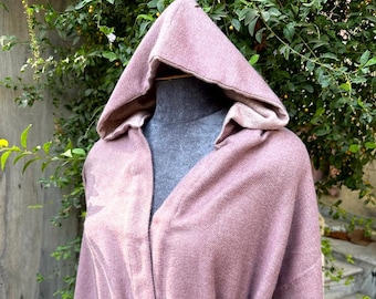 Handmade Merino Wool Women Kimono House Lounge Robe, Luxury Winter Dressing Robe, Merino Wool Robe, Woolen Robe With Cape, Christmas gifts