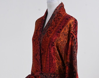 Kimono in seta con motivo Paisley colorato/giacca in seta/reversibile/accappatoio in seta/kimono da spiaggia/cappotto da casa/accappatoio da sposa/regalo vestaglia