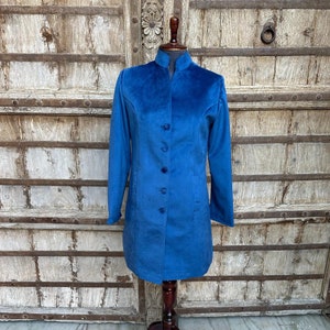 Blue Plain Designer Velvet Jacket, Velvet Coat, Wedding Guest Outfit, Customize Velvet Jacket, Coat For Women, Bespoke Velvet Jacket, Gift
